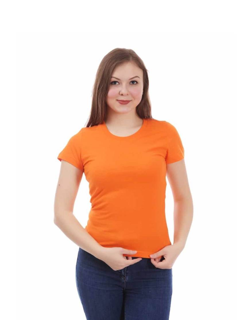 Оранжевая женская футболка с лайкрой оптом